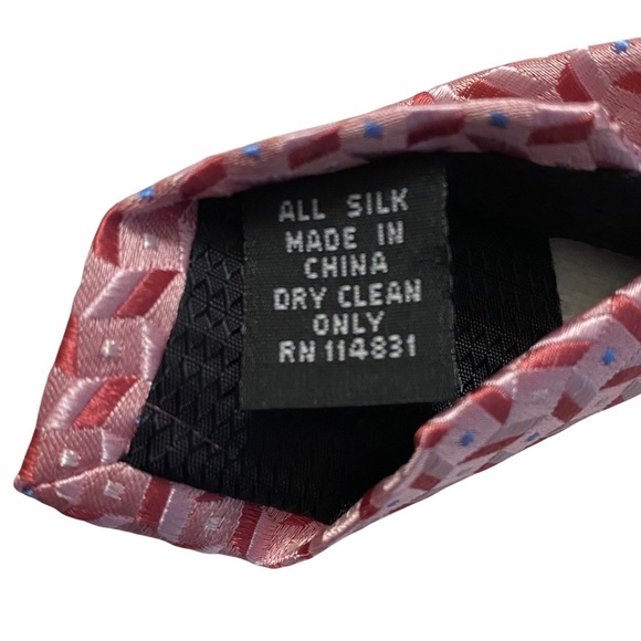 Nicole Miller Geometric Pink Blue Silk Neck Tie Woven Textured Shiny Necktie OS - Picture 4 of 12